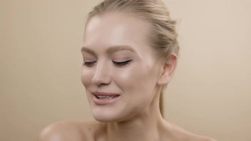 Woman Smiling in Close Up Beauty Portrait
