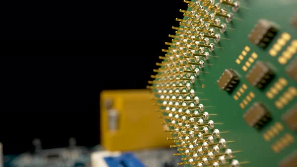 Green Computer CPU Microprocessor or Processor on a Black Background ...