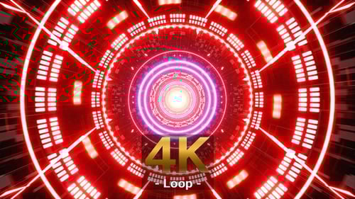 Futuristic Neon Red Lights Tunnel Motion Graphic Background