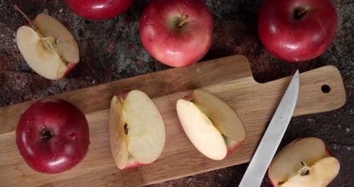 Sliced Fresh Apple on a Cutting Board