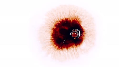 Red Ink Bloom Expanding on White Surface