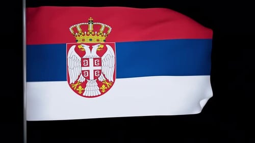 Serbia National Flag Waving Animation with Coat of Arms