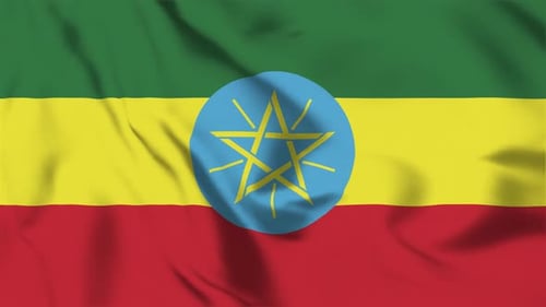 Waving Ethiopian National Flag Realistic Animation