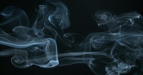 Blue Smoke Flowing on Black Abstract Background