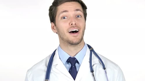 Portrait of Doctor Shaking Head to Accept, Yes