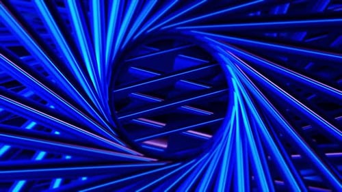 Lines in blue with corners build a grid in the center and move