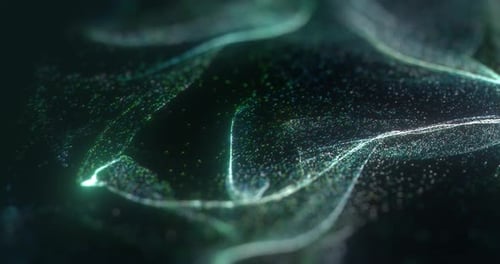 Particles flying in the air forming clusters, lines and streams.