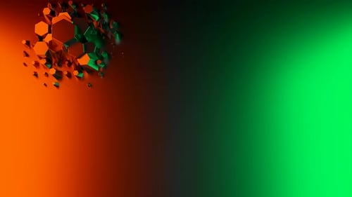 Forma geométrica 3D abstrata de hexágonos grandes e pequenos rastejando sob a superfície do gradiente