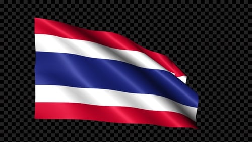 Realistic Thailand Flag Waving with Alpha Channel