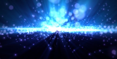Abstract Glowing Blue Light Rays and Particles Background
