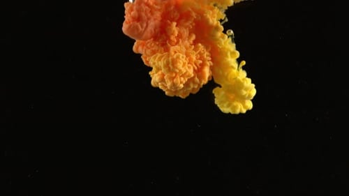 Vivid Orange and Yellow Ink Cloud Expanding
