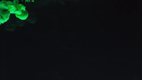 Vibrant Green Ink Drop Swirling in Water