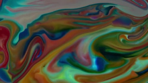 Colorful Paint Flowing and Swirling Abstractly