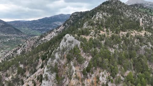 Mountain river high in the mountains aerial view 4 K