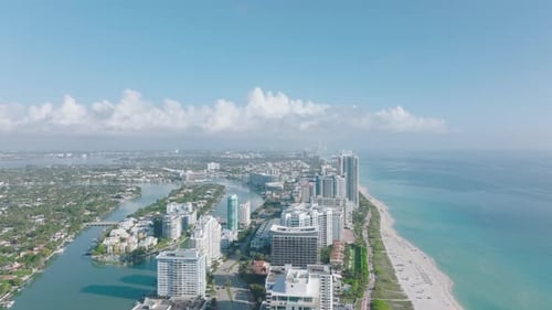 Aerial Panoramic Footage of Tall Modern Buildings in Urban Borough on Sea Coast