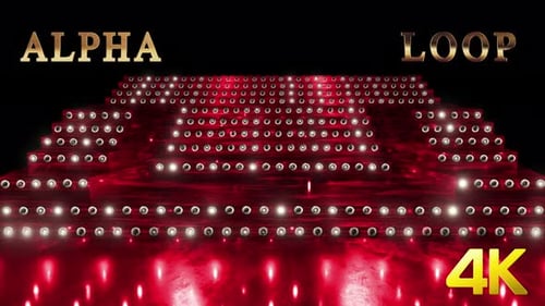 Animated Red Stage Podium with Flashing Spotlights Loop