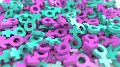 Viele männliche und weibliche Geschlechtssymbole
