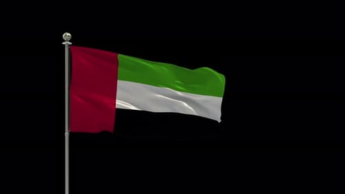 United Arab Emirates Flag Waving on Black Background