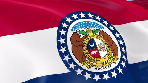 Missouri State Flag Waving Animation with Realistic Fabric