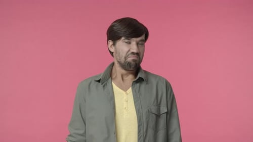 Handsome Bearded Hispanic Guy Hear Interesting Point View Agree with Person Starts to Nod and