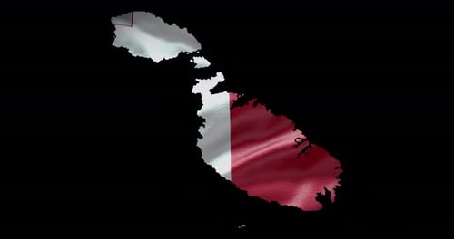 Waving Malta Flag Map Silhouette Animation