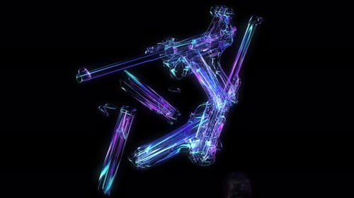 Neon Futuristic Holographic Weapons Animation