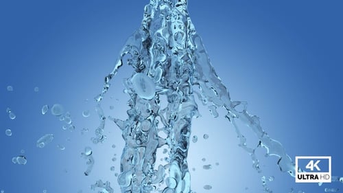 Blue Water Splash And Pouring