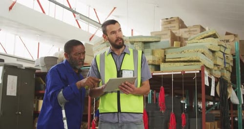 Workers discussing about the work