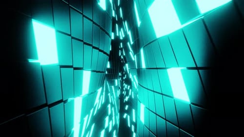3D animation loop. Abstract technology wave background with glowing lights. Technology and Sci-Fi
