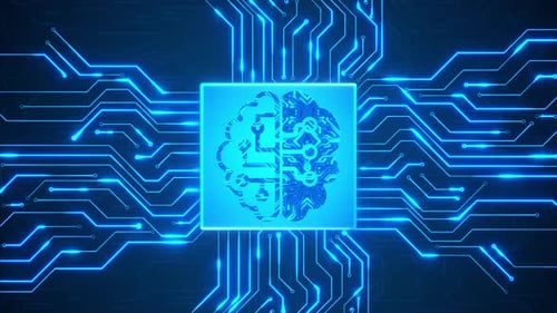 Inteligencia artificial Digital Brain apuesta por el chipset Data Ai en la placa de circuito en futurista
