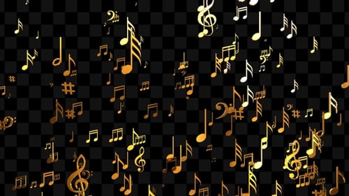 Golden Musical Notes Falling Loop Background