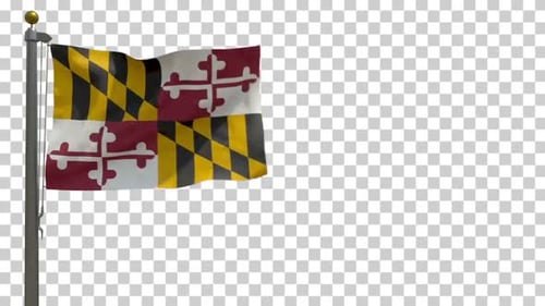 Realistic Maryland State Flag Waving with Alpha Channel