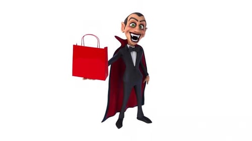 Lustiger 3D-Cartoon-Vampir mit Alpha
