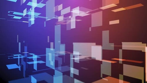 Abstract Dark Backdrop with Flying Transparent Squares
