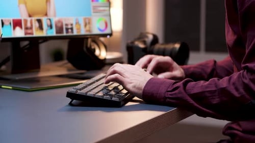 Person typing at Computer at Work