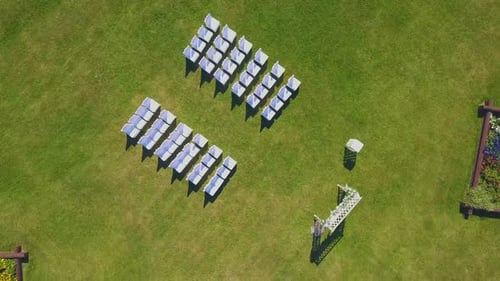 Chairs and Wedding Arbor Aerial View