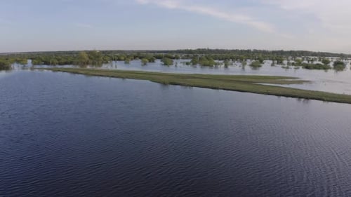Aerial Drone Footage of High Water in Spring Time