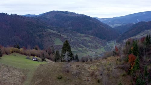 Soirée, automne, montagnes,
