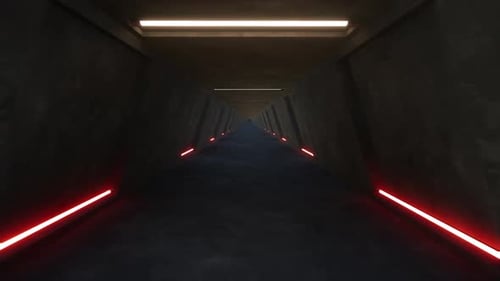 3d Futuristic Dark Neon Corridor