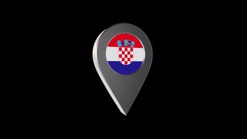 Animated 3D Map Pin with Croatia Flag Icon