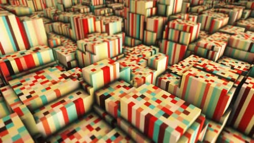 Animated Retro Geometric Cubes Abstract Background Loop