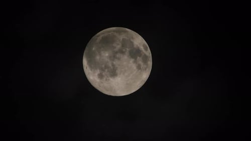 Full Moon Shines in the Dark Night Sky