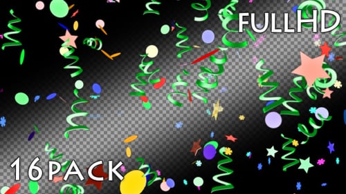 Colorful Confetti Overlay Pack for Celebratory Events with Alpha Channel