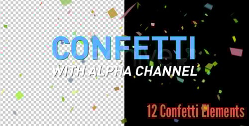 Dynamic Falling Confetti and Celebration Elements with Alpha Channel