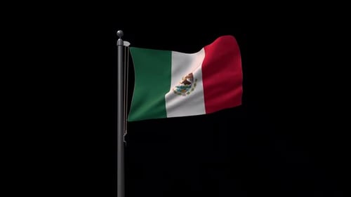 Realistic Mexican Flag Waving Animation
