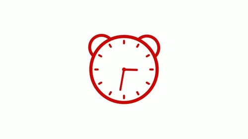 Counting Down Red Alarm Clock Isolated Animated