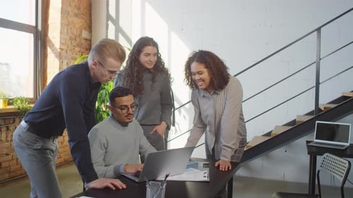 Coworking Together In Loft Office