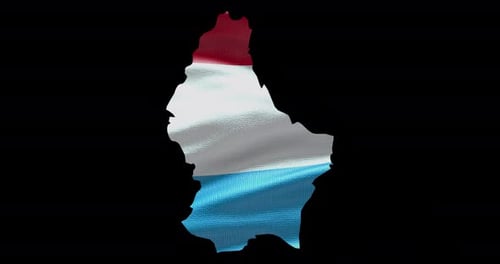 Luxembourg Map Outline with Waving Flag Animation