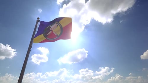 Bandera de la comunidad india de Bay Mills/bandera de los nativos americanos en un asta de bandera V4
