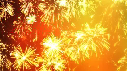 Bright Golden Fireworks Exploding Celebration Background